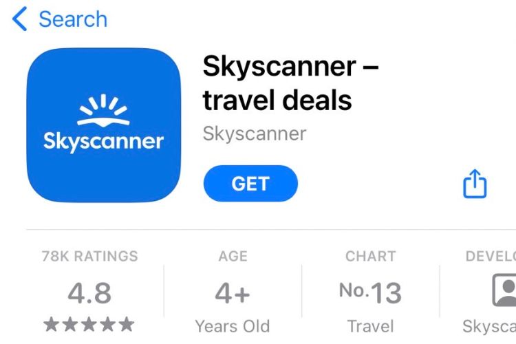แอปจองตั๋วเครื่องบินราคาถูก Skyscanner