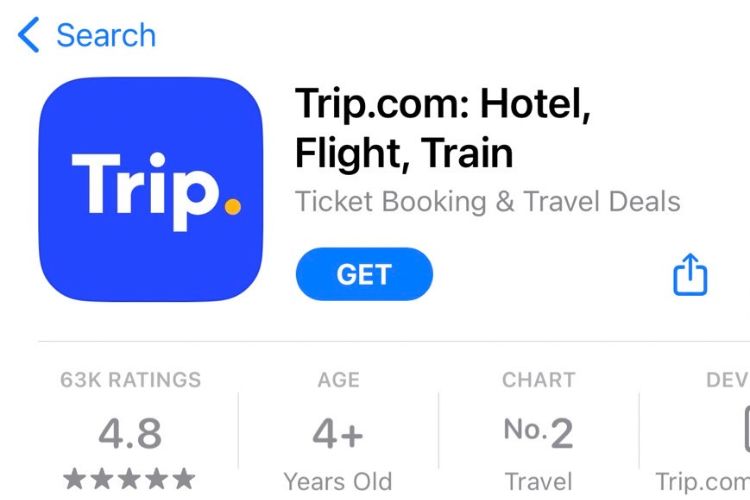 แอปจองตั๋วเครื่องบินราคาถูก Trip.com
