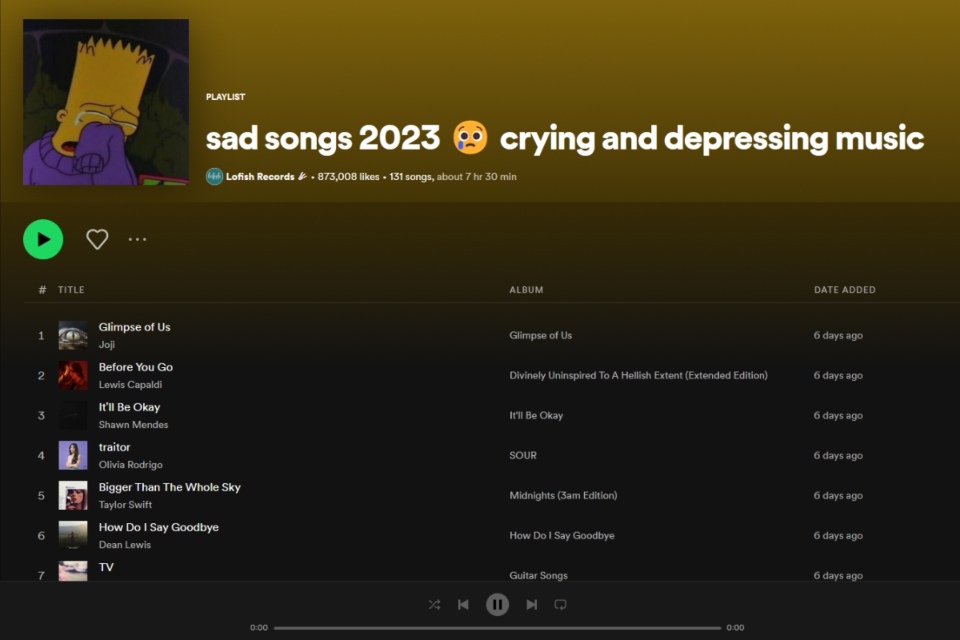 Sad Song 2023 Playlist