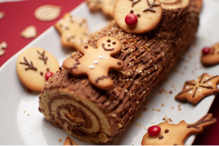 เมนู อาหารวันคริสต์มาส เค้กขอนไม้ Buche de Noël