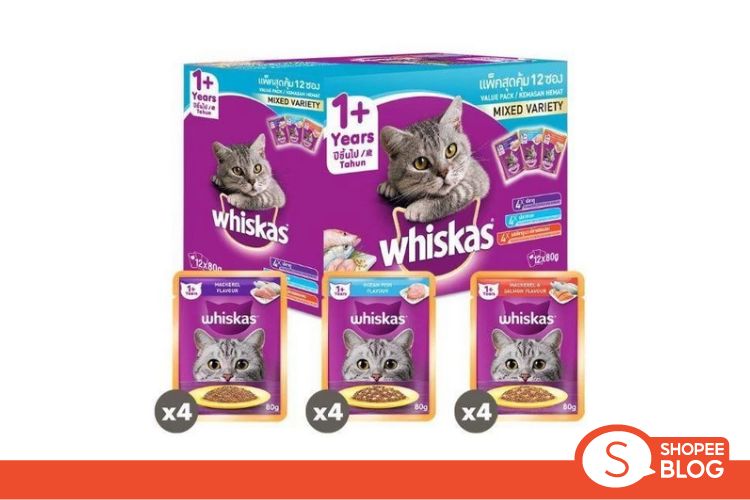 Shopee Blog-ของใช้ก่อนพาสัตว์เลี้ยงเที่ยว-WHISKAS วิสกัส อาหารเปียกแมว 80g